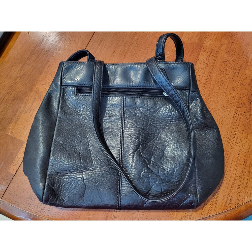 St. John’s Bay Leather Organizer Shoulder Bag Black